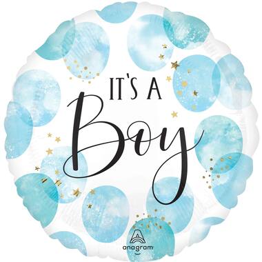 Foil Balloon - "IT'S A Boy!" - Blue Watercolour - Blue - 45 cm